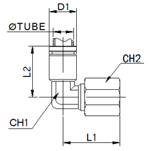 SPLF 1/4-G04, 1/4 Inch Tubing, BSPP, G 1/2 Female Thread Elbow, Stainless Steel Push to Connect Fitting