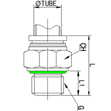 SPC 1/2-G02, 1/2 Inch O.D Tubing BSPP, G 1/4 Male Straight, Stainless Steel Push to Connect Fitting