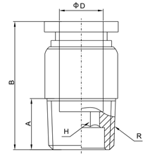 POC 06-N04, 6mm O.D Tubing, 1/2 NPT Inetrnal Hexagon Male Straight Connector, Push to Connect Fitting