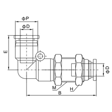 PLM 1/4, 1/4 Inch O.D Tubing Bulkhead Elbow Connector, Push to Connect Fitting