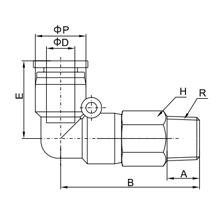 PLL 1/2-N03, 1/2 Inch O.D Tubing, 3/8 NPT Extended Male Thread Elbow, Push to Connect Fitting