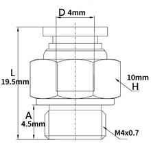 dimension of PC 04-M4 male straight push in fitting