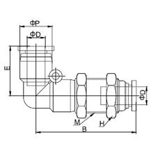 PLM 08, 8mm O.D Tubing Equal Bulkhead Elbow Connector, Push to Connect Fitting