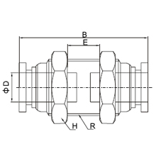 PM 06, 6mm O.D Tubing Bulkhead Connector, Push to Connect Fitting