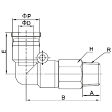 PLL 15-04, 15mm O.D Tubing, R, PT, BSPT 1/2 Extended Male Elbow Connector, Push to Connect Fitting