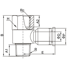 PHF 06-M5, 6mm O.D Tubing M5 x 0.8 Female Banjo Elbow Swivel, Push to Connect Fitting