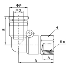 PLF 06-01, 6mm O.D Tubing, R, PT, BSPT 1/8 Female Elbow Swivel, Push to Connect Fitting