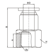 PCF 08-01, 8mm O.D Tubing, R, PT, BSPT 1/8 Female Connector, Push to Connect Fitting