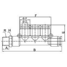 PKB 06-01, 6mm O.D Tubing PT, R, BSPT 1/8 Male Branch Triple, Push to Connect Fitting