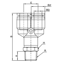 PX 06-04, 6mm O.D Tubing, R, PT, BSPT 1/2 Y Shaped Male Connector, Push to Connect Fitting