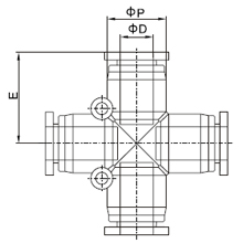 PZA 04, 4mm O.D Tubing Union Cross, Push to Connect Fitting