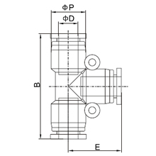 PE 10, 10mm O.D Tubing Equal Union Tee, Push to Connect Fitting