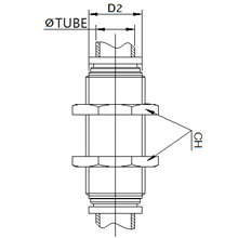 SPM 1/2, 1/2 Inch O.D Tubing Equal Bulkhead Connector, Stainless Steel Push to Connect Fitting