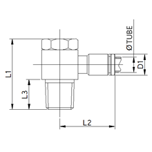 SPH 04-N02, 4mm O.D Tubing, 1/4 NPT Male Banjo Elbow, Stainless Steel Push to Connect Fitting