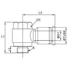 SPH 04-M5, 4mm O.D Tubing, M5 x 0.8 Male Banjo Elbow Connector, Stainless Steel Push to Connect Fitting