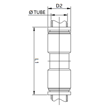 SPU 08, 8mm O.D Tubing Union Connector, Stainless Steel Push to Connect Fitting