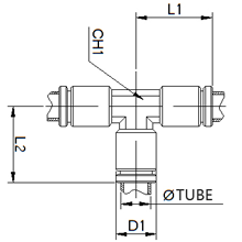 SPE 1/4, 1/4 Inch O.D Tubing Equal Tee, Stainless Steel Push to Connect Fitting