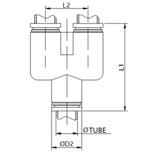 SPY 04, 4mm O.D Tubing Union Y, Stainless Steel Push to Connect Fitting