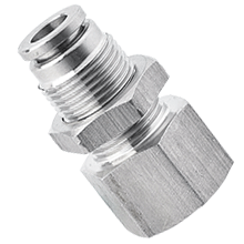 316 Stainless Steel Push to Connect Fittings, SPMF Bulkhead Female Straight for Inch Tubing