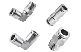 Stainless Steel Push to Connect Fittings, Metric Tube, R, NPT Thread